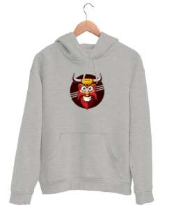 Komik Viking Savaşçısı Gri Unisex Kapşonlu Sweatshirt