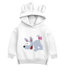 Köpecik Beyaz Unisex Çocuk Ayı Hoodie Kapşonlu