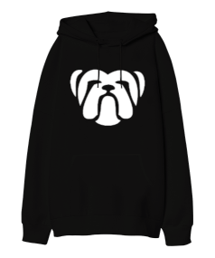 Köpek, Bulldog Tasarımlı Oversize Unisex Kapüşonlu Sweatshirt