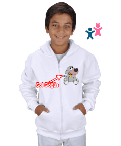 Köpek Çocuk Kapüşonlu Hoodie Fermuarlı