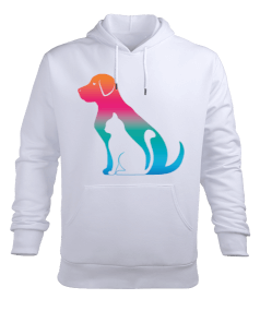 Köpek İçerisinde Kedi tasarımı Erkek Kapüşonlu Hoodie Sweatshirt