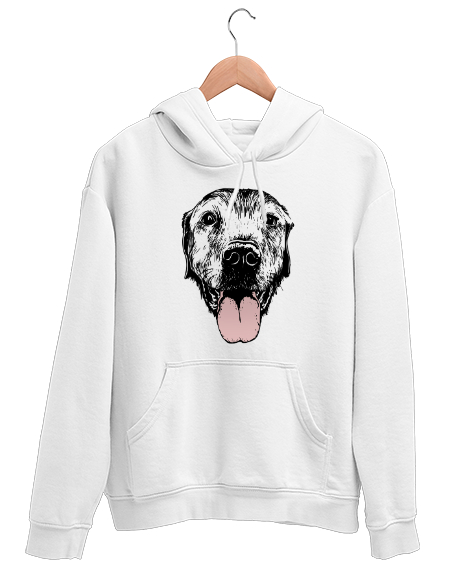 Tisho - Köpek Kafası - Dog Beyaz Unisex Kapşonlu Sweatshirt