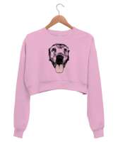 Köpek Kafası - Dog Pembe Kadın Crop Sweatshirt - Thumbnail