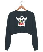 Korku Gecesi - Hayalet - Scary Füme Kadın Crop Sweatshirt - Thumbnail