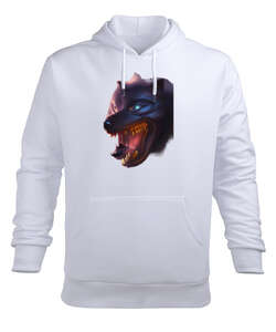 Korkunç vahşi yaratık bozkurt Beyaz Erkek Kapüşonlu Hoodie Sweatshirt