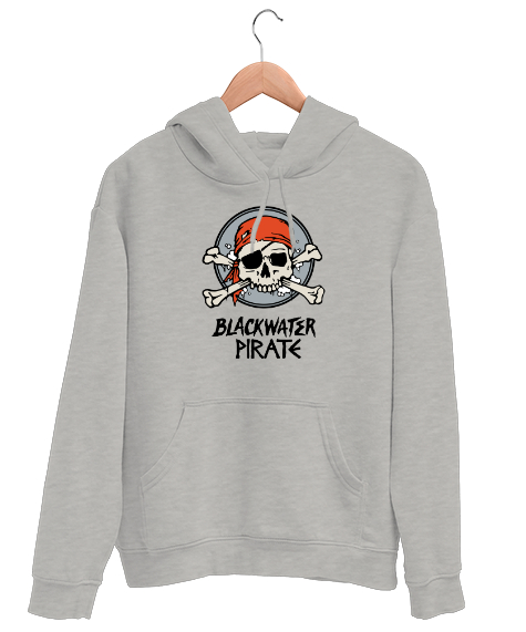 Tisho - Korsan Kafatası - Pirate Skull Gri Unisex Kapşonlu Sweatshirt