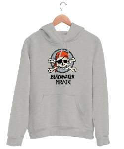 Korsan Kafatası - Pirate Skull Gri Unisex Kapşonlu Sweatshirt