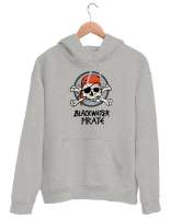 Korsan Kafatası - Pirate Skull Gri Unisex Kapşonlu Sweatshirt - Thumbnail