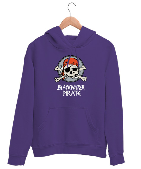 Tisho - Korsan Kafatası - Pirate Skull Mor Unisex Kapşonlu Sweatshirt