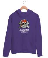 Korsan Kafatası - Pirate Skull Mor Unisex Kapşonlu Sweatshirt - Thumbnail