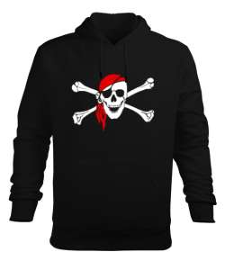 Korsan Kafatası - Pirate Skull Siyah Erkek Kapüşonlu Hoodie Sweatshirt