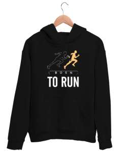 Koşmak İçin Doğmuş - Run V2 Siyah Unisex Kapşonlu Sweatshirt