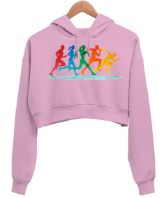 Koşu Kadın Crop Hoodie Kapüşonlu Sweatshirt