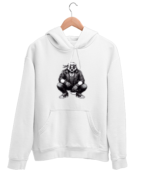 Tisho - kötü çocuk bal porsuğu Beyaz Unisex Kapşonlu Sweatshirt