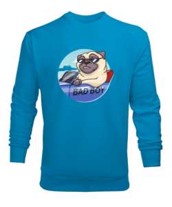 Kötü çocuk baskılı Turkuaz Erkek Sweatshirt