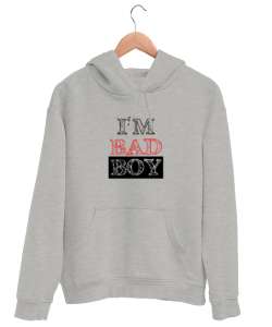 Kötü Çocuk - Im Bad Boy Gri Unisex Kapşonlu Sweatshirt