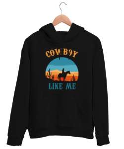 Kovboy western vahşi batı cowboy hediyesi Siyah Unisex Kapşonlu Sweatshirt