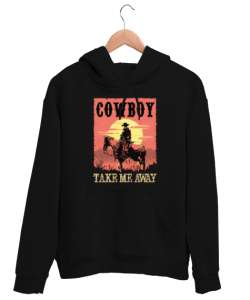 Kovboy western vahşi batı cowboy texas Siyah Unisex Kapşonlu Sweatshirt