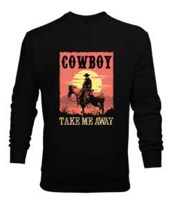 kovboy western vahşi batı Siyah Erkek Sweatshirt