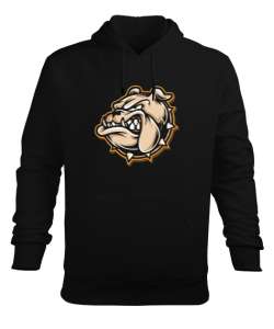 Kral bulldog baskılı Siyah Erkek Kapüşonlu Hoodie Sweatshirt