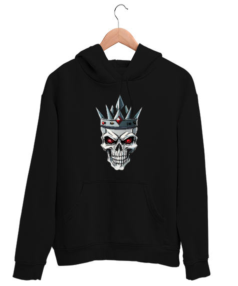 Tisho - Kral Kurukafa - King Skull Siyah Unisex Kapşonlu Sweatshirt