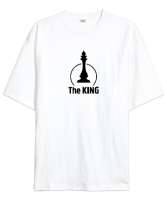 Kral - Şah - The King - Satranç Beyaz Oversize Unisex Tişört - Thumbnail