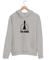 Kral - Şah - The King - Satranç Gri Unisex Kapşonlu Sweatshirt - Thumbnail