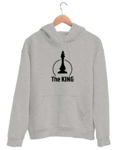 Kral - Şah - The King - Satranç Gri Unisex Kapşonlu Sweatshirt