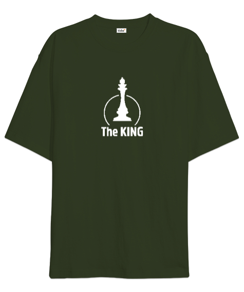 Tisho - Kral - Şah - The King - Satranç Haki Yeşili Oversize Unisex Tişört