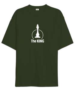 Kral - Şah - The King - Satranç Haki Yeşili Oversize Unisex Tişört