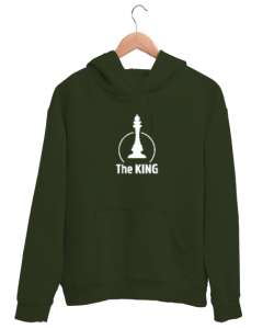 Kral - Şah - The King - Satranç Haki Yeşili Unisex Kapşonlu Sweatshirt