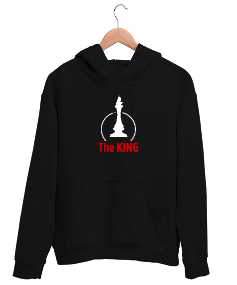 Tisho - Kral - Şah - The King - Satranç Siyah Unisex Kapşonlu Sweatshirt