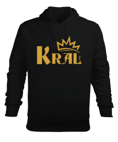 Kral Siyah Erkek Kapüşonlu Hoodie Sweatshirt