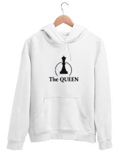 Kraliçe - The Queen - Satranç Beyaz Unisex Kapşonlu Sweatshirt