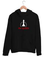 Kraliçe - The Queen - Satranç Siyah Unisex Kapşonlu Sweatshirt - Thumbnail