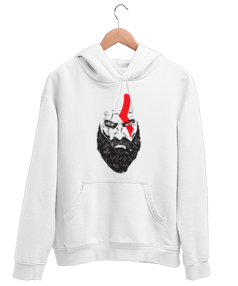 Tisho - Kratos Beyaz Unisex Kapşonlu Sweatshirt