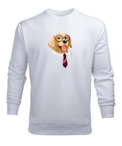 Kravatlı golden Beyaz Erkek Sweatshirt