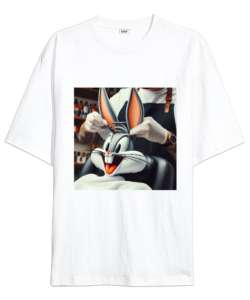 KUAFÖR BUNNY Beyaz Oversize Unisex Tişört