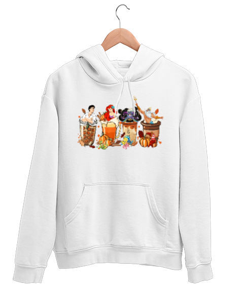 Tisho - Küçük Deniz Kızı, Prenses Ariel, The Little Mermaid Beyaz Unisex Kapşonlu Sweatshirt