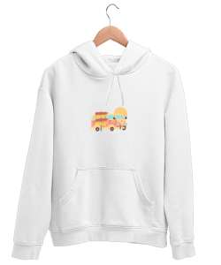 Küçük hoş karavan Beyaz Unisex Kapşonlu Sweatshirt