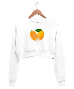 Kumkuat meyvesi Beyaz Kadın Crop Sweatshirt