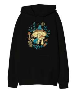 Kurbağalar - Frogs Siyah Oversize Unisex Kapüşonlu Sweatshirt