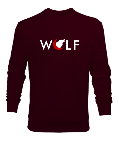 Tisho - Kurt ve Hilal - Wolf Bordo Erkek Sweatshirt