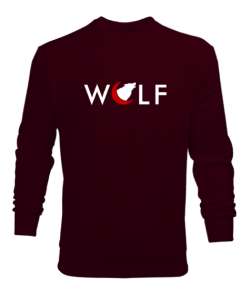 Kurt ve Hilal - Wolf Bordo Erkek Sweatshirt