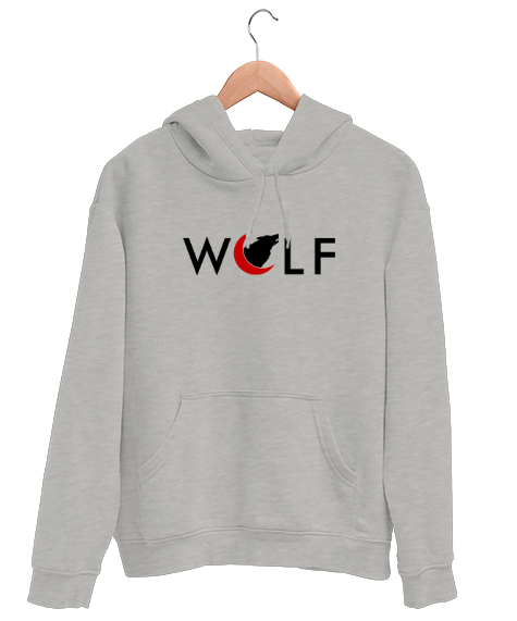 Tisho - Kurt ve Hilal - Wolf Gri Unisex Kapşonlu Sweatshirt