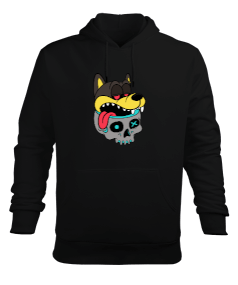 KURT VE KURUKAFA WOLF AND SKULL Erkek Kapüşonlu Hoodie Sweatshirt