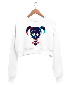 Kuru Kafa Tasarım Baskılı Kadın Crop Sweatshirt