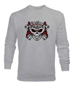 Kurukafa Piston - Skull Gri Erkek Sweatshirt