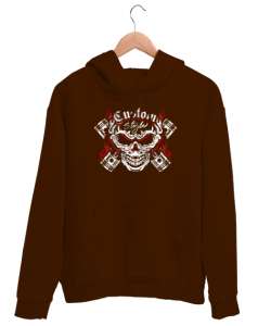 Kurukafa Piston - Skull Kahverengi Unisex Kapşonlu Sweatshirt