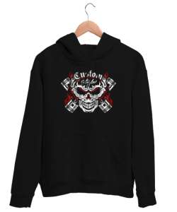 Kurukafa Piston - Skull Siyah Unisex Kapşonlu Sweatshirt